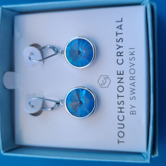 Swarovski Blue Crystal Earrings Touchstone - Picture 2 of 2